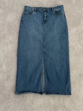 Rachel Zoe Mid-Blue Straight Maxi Denim Skirt
